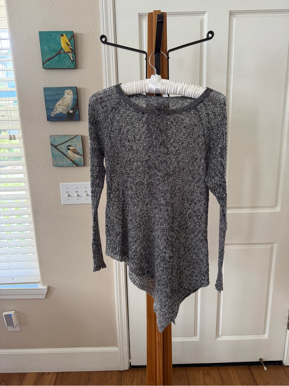 Cozy Asymmetrical Hem Knit Sweater - Gray